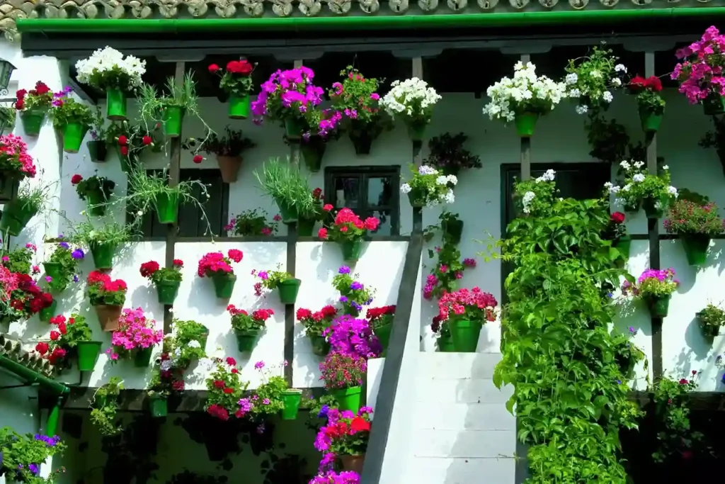 Patio de córdoba con plantas en flor