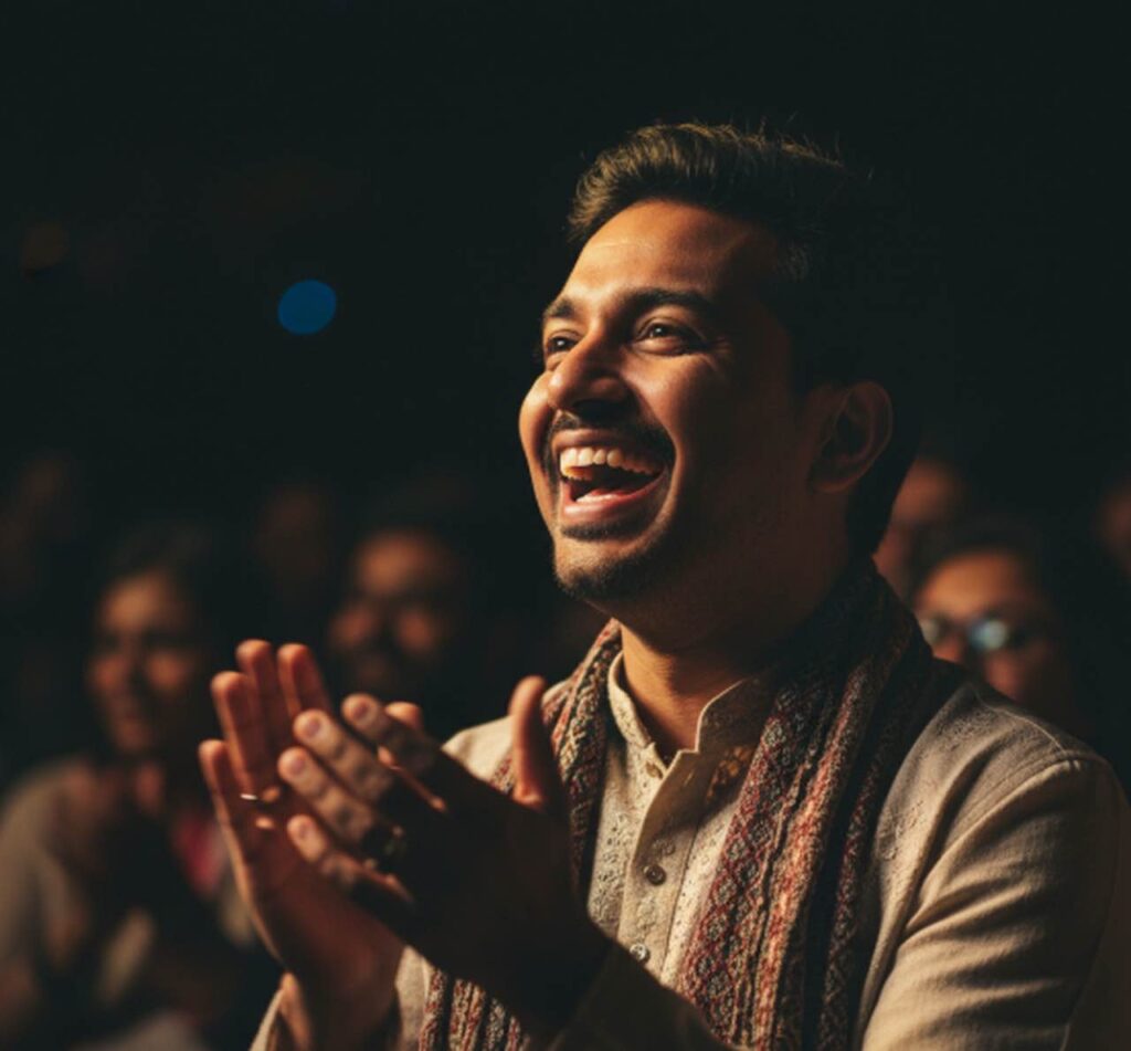 Chico aplaudiendo a los bailaores y bailaoras de el espectáculo de flamenco