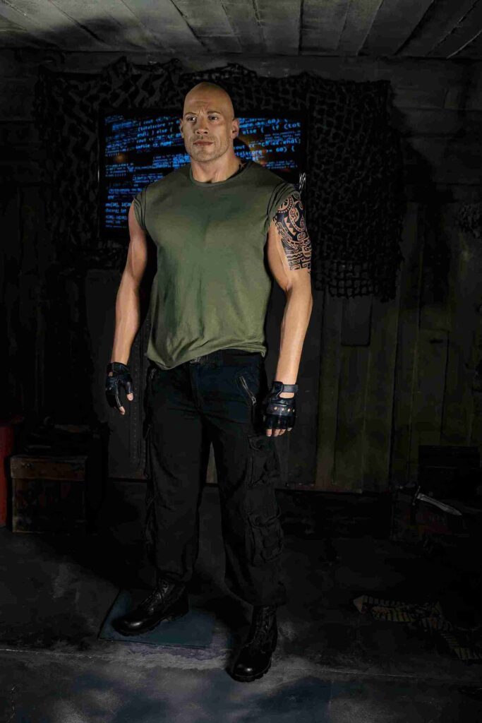 Escultura de cera de la roca Dwayne Johnson